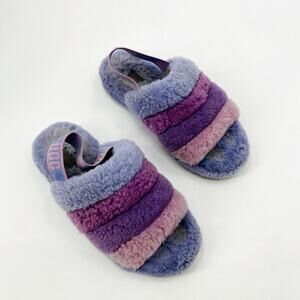 UGG purple fleece fuzzy sling back slippers